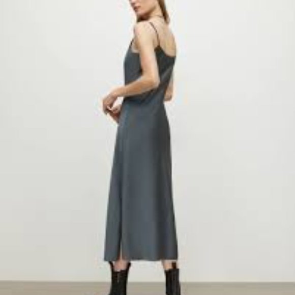 BNWT All saints Hadley Cowl Neck Midi Slip dress - Washed Grey - size 6 - Picture 2 of 15